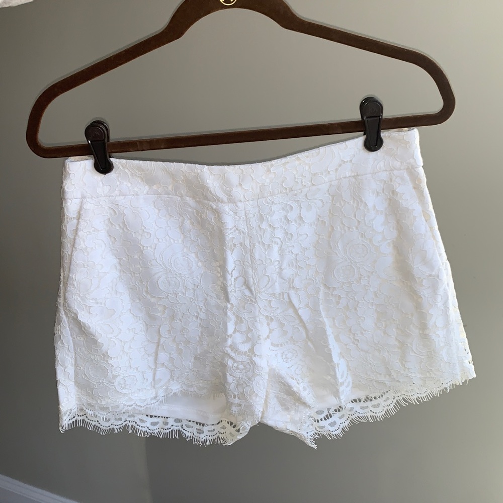 Express white lace shorts